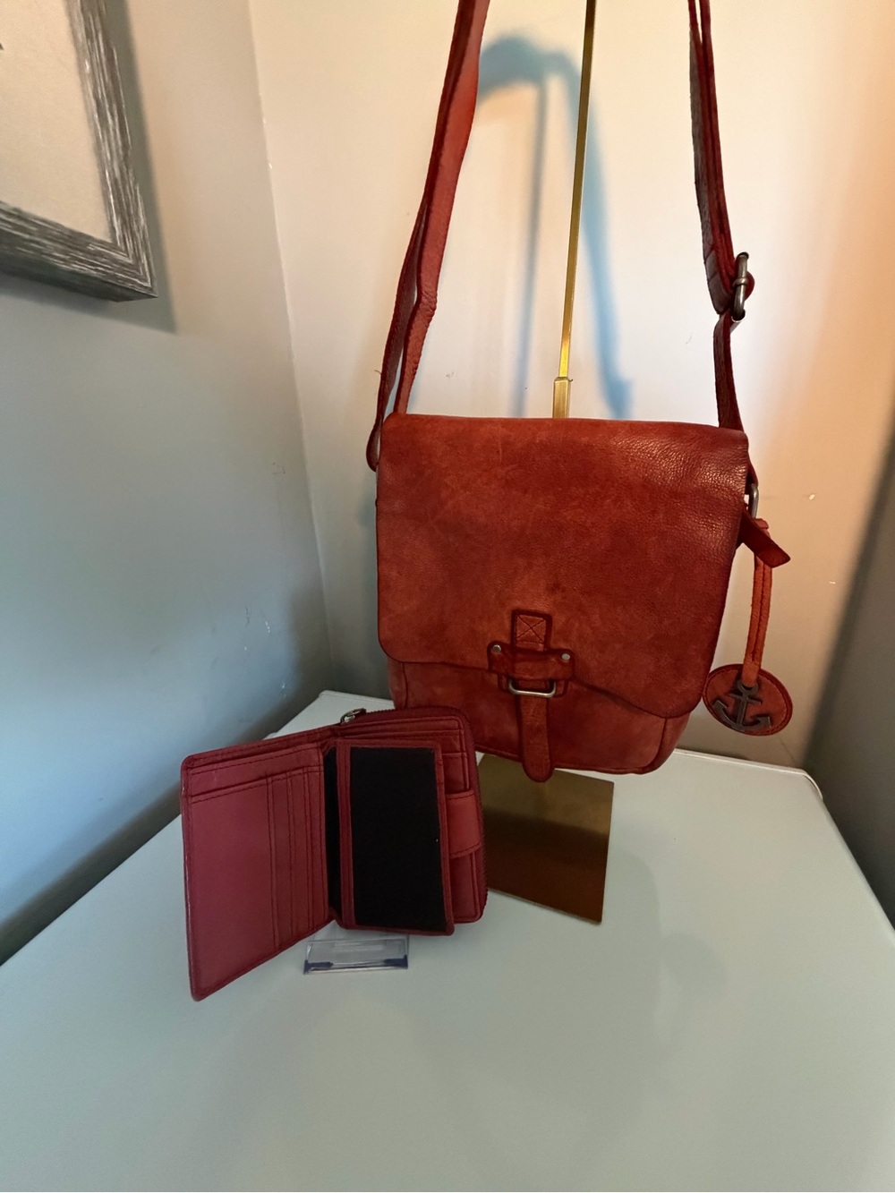 Harbour 2nd Red Leather Crossbody Bag and Wallet Set